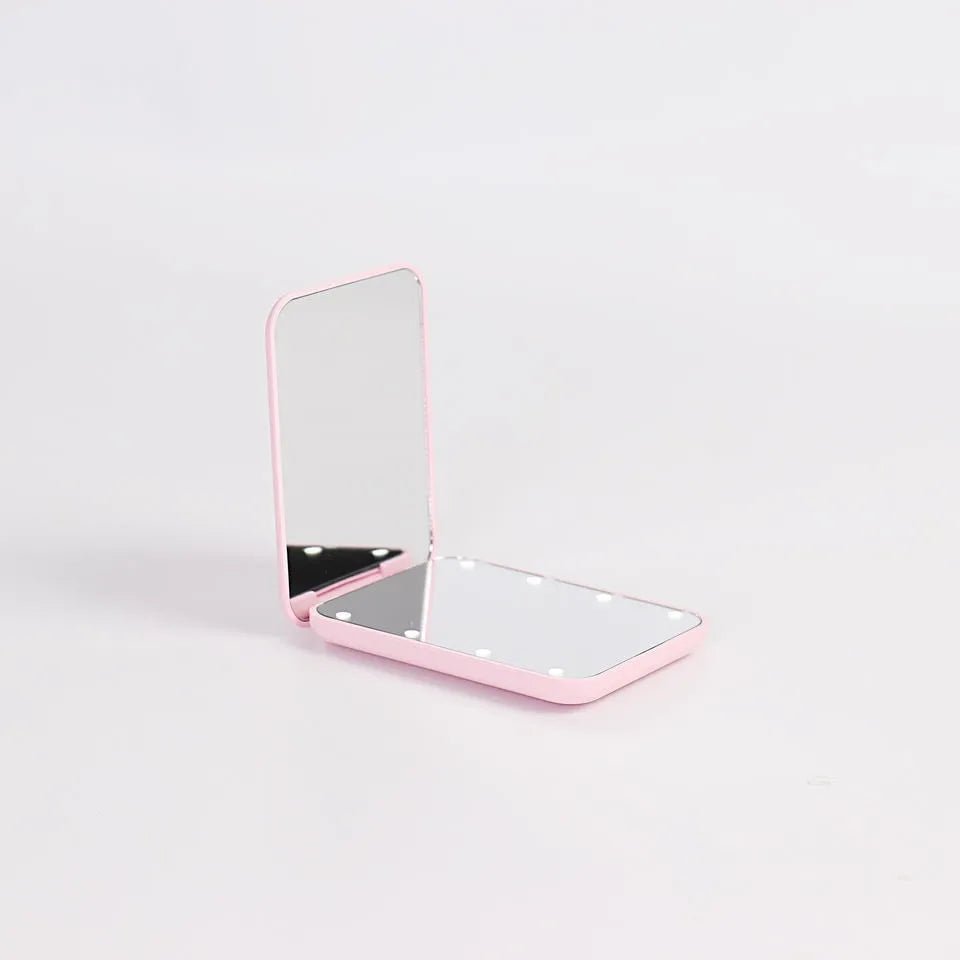 LED Pocket Mirror with Magnification Pink