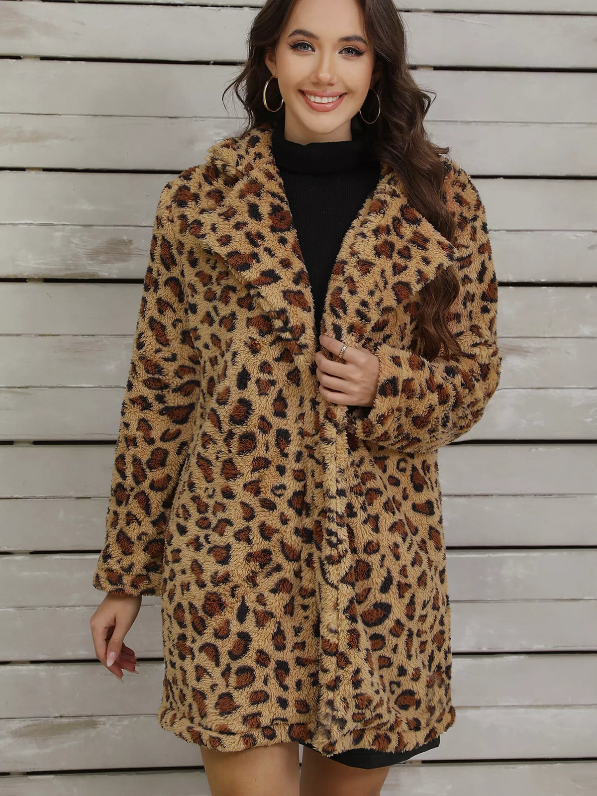 Leopard Fuzzy Teddy Coat Leopard / S