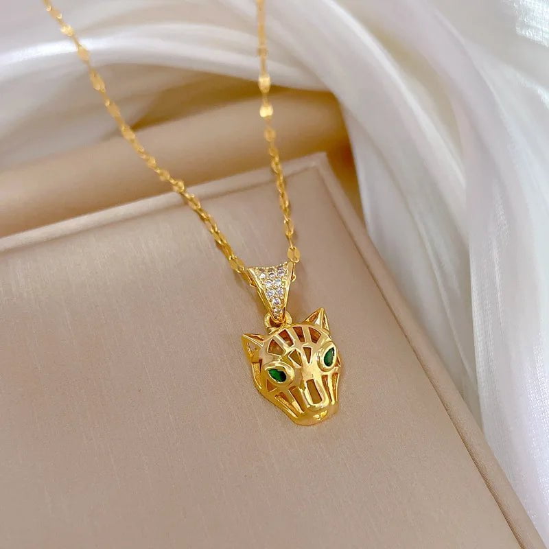 Leopard Head Pendant Necklace Clavicle Chain Jewelry N2147