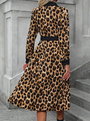 Leopard Print Belted Shirt Dress