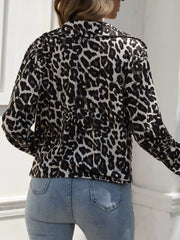 Leopard Print Button Up Casual Jacket