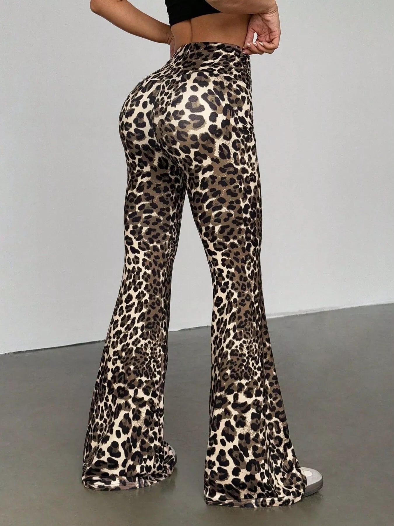Leopard Print High Waist Flare Pants