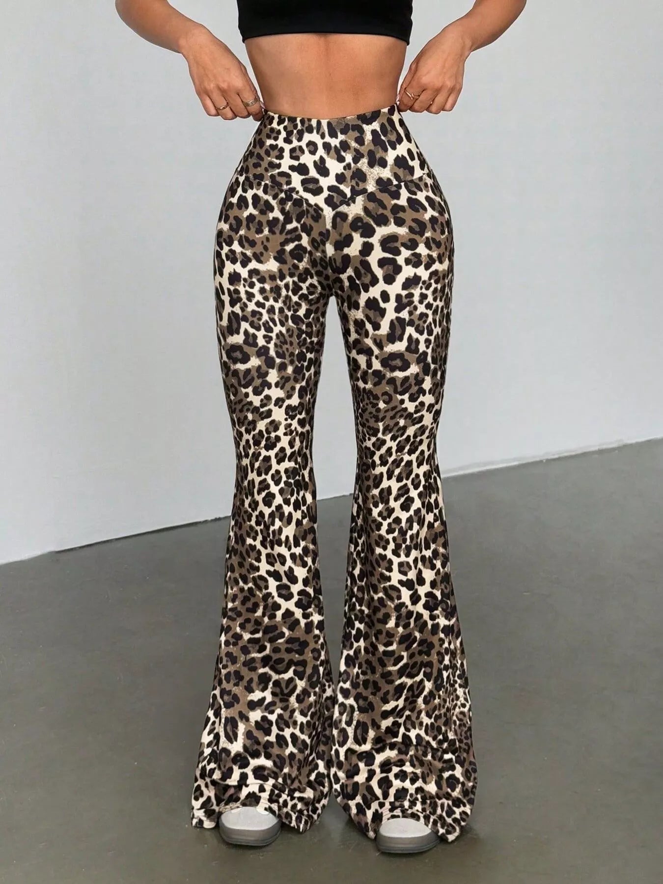 Leopard Print High Waist Flare Pants