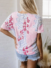 Leopard Print V-Neck Casual Blouse