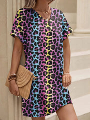 Leopard Print V-Neck Casual Dress