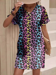 Leopard Print V-Neck Casual Dress