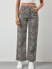 Leopard Print Wide Leg Jeans Leopard Print / S