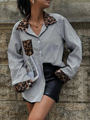 Leopard Striped Button-Up Shirt