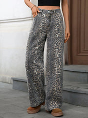 Leopard Wide Leg Jeans