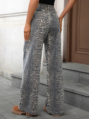 Leopard Wide Leg Jeans