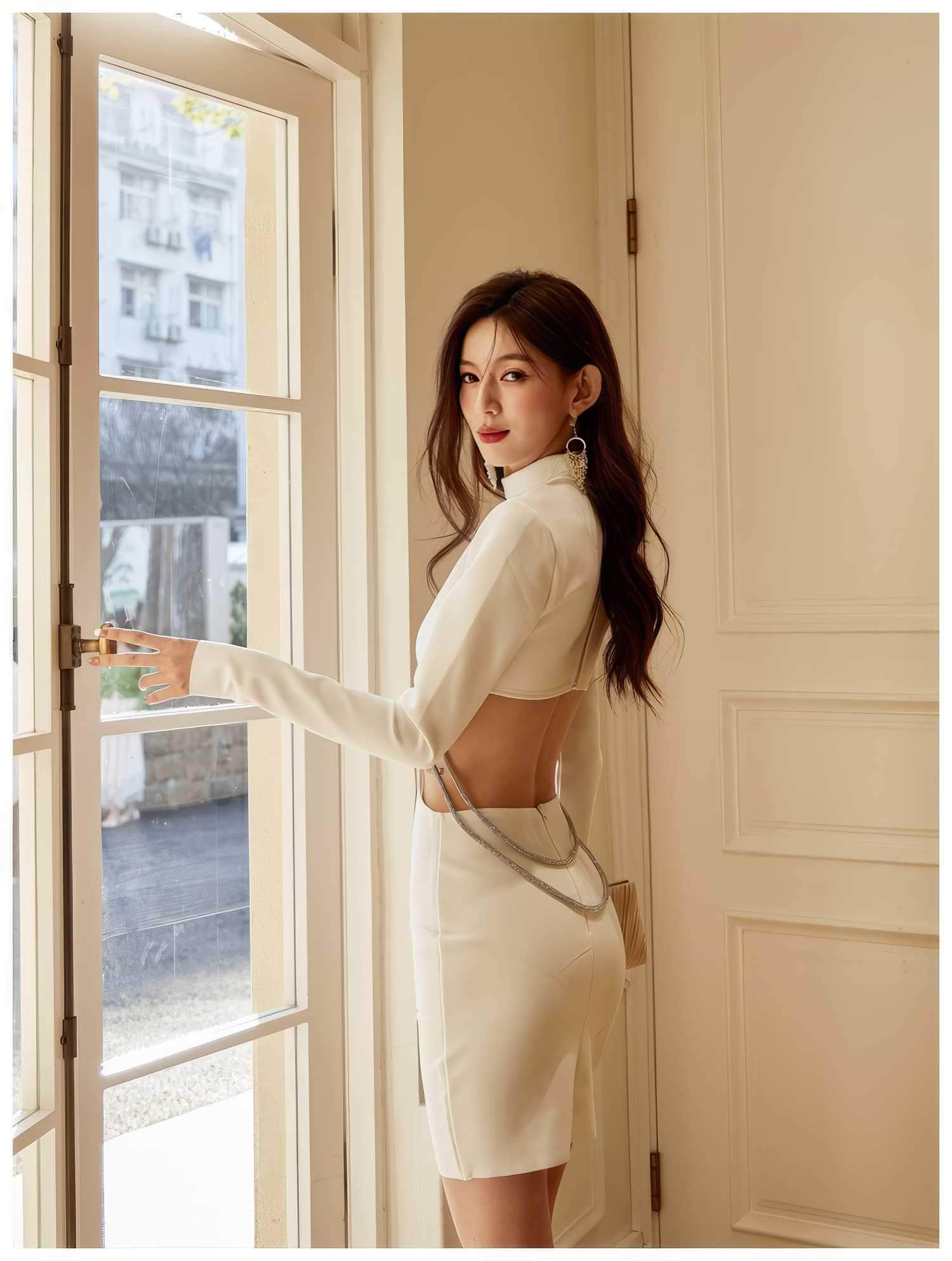 Long Sleeve Turtleneck cut Out Mini Dress