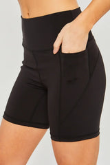 Love Tree High Waist Seam Detail Active Shorts Black / S