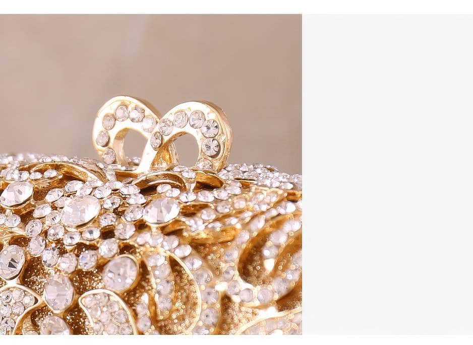 Luxurious Sparkling Floral Rhinestone Decor Purse