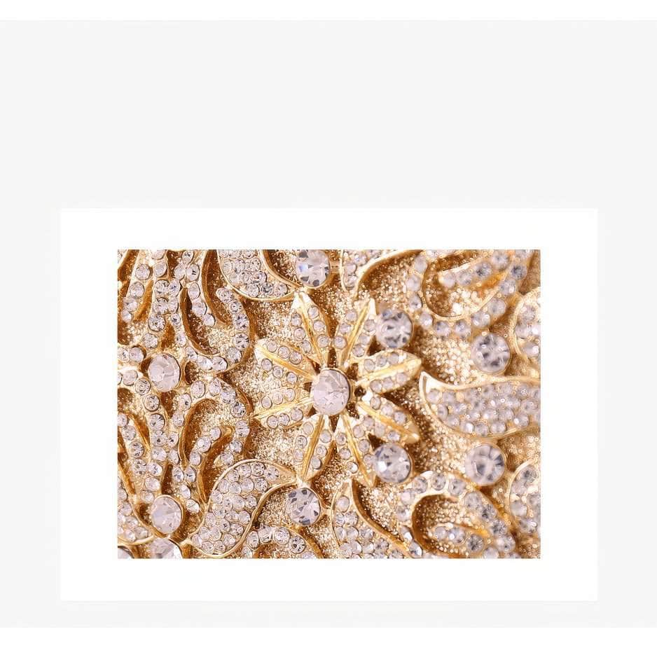 Luxurious Sparkling Floral Rhinestone Decor Purse