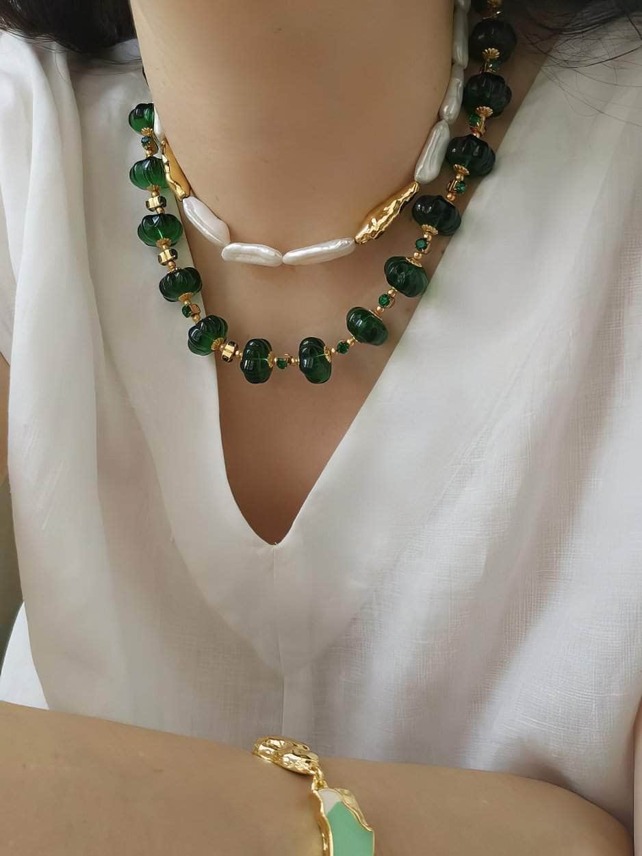 Luxury Czech Glass Vintage Beaded Genève Necklace