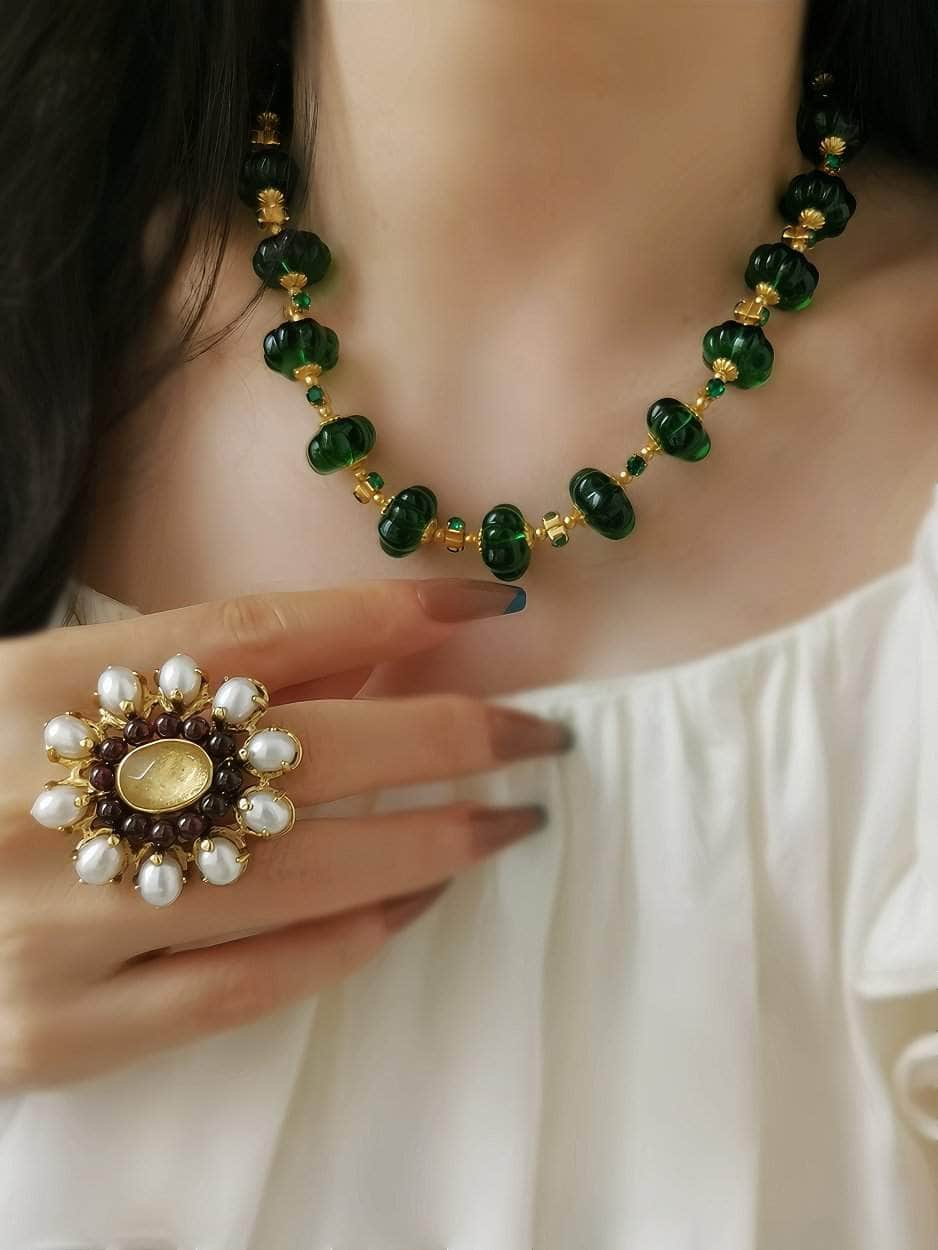 Luxury Czech Glass Vintage Beaded Genève Necklace