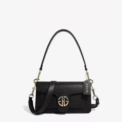 Luxury Leather Chain Shoulder Handbag with Gold Monogram Hardware Plain / Medium / Black