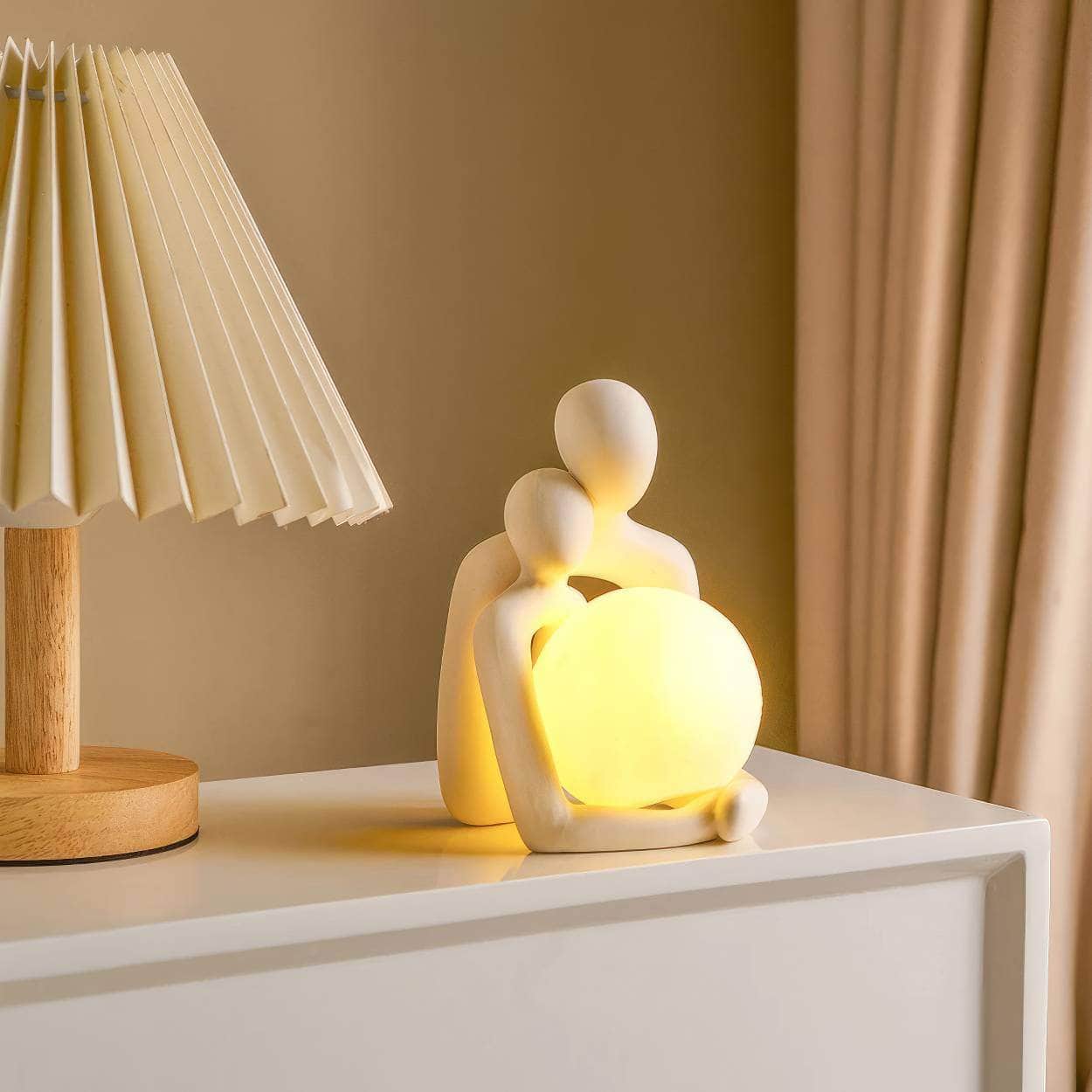 Luxury LED Art Home Decor: Nordic Figurines, Interior Statues, Couple Gift, Kawaii Room Lights