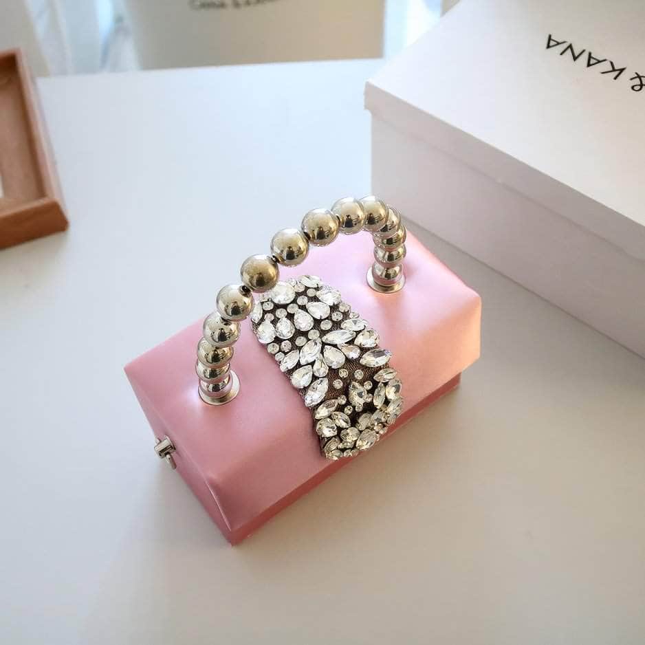 Luxury Rhinestone Deco Flap Top Handle Box Bag