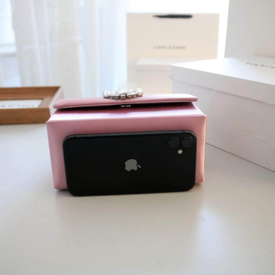 Luxury Rhinestone Deco Flap Top Handle Box Bag
