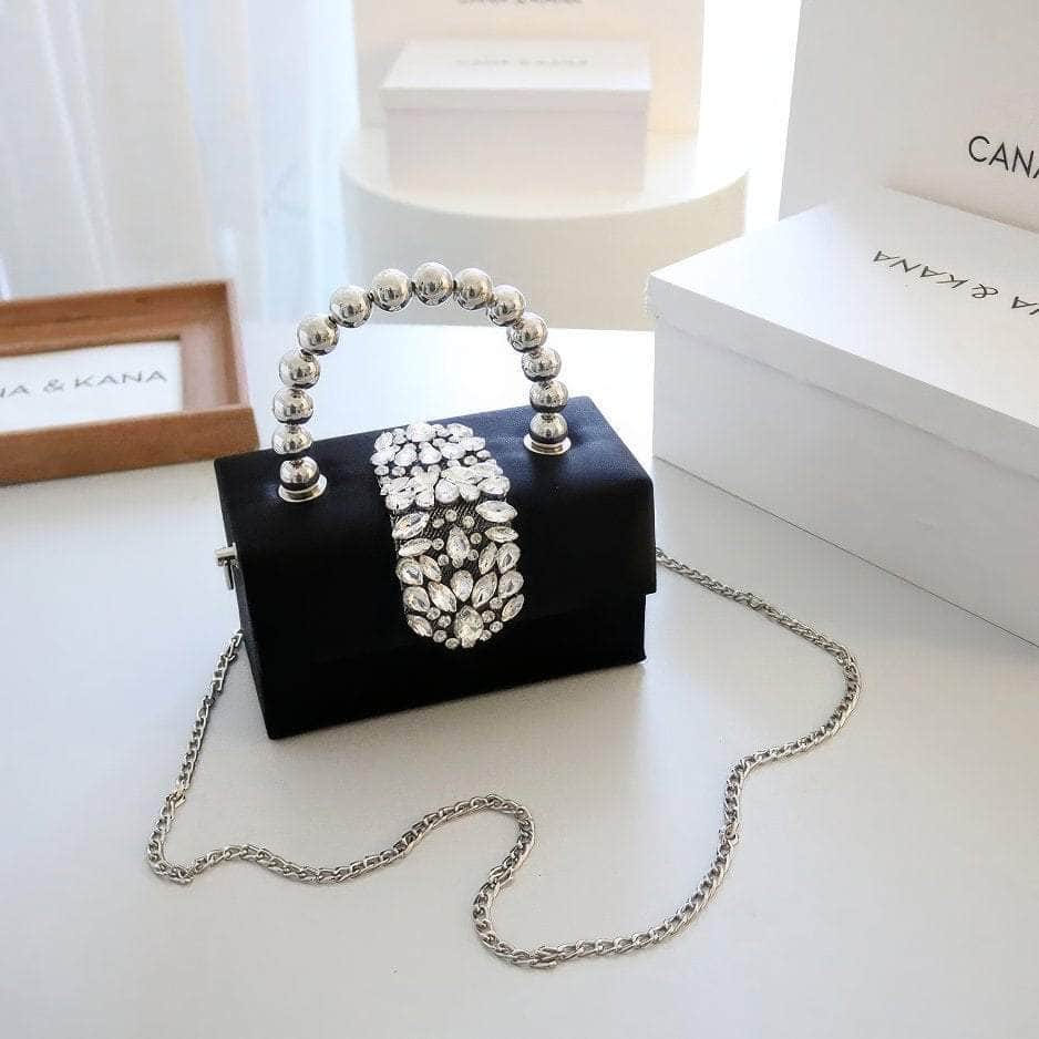 Luxury Rhinestone Deco Flap Top Handle Box Bag
