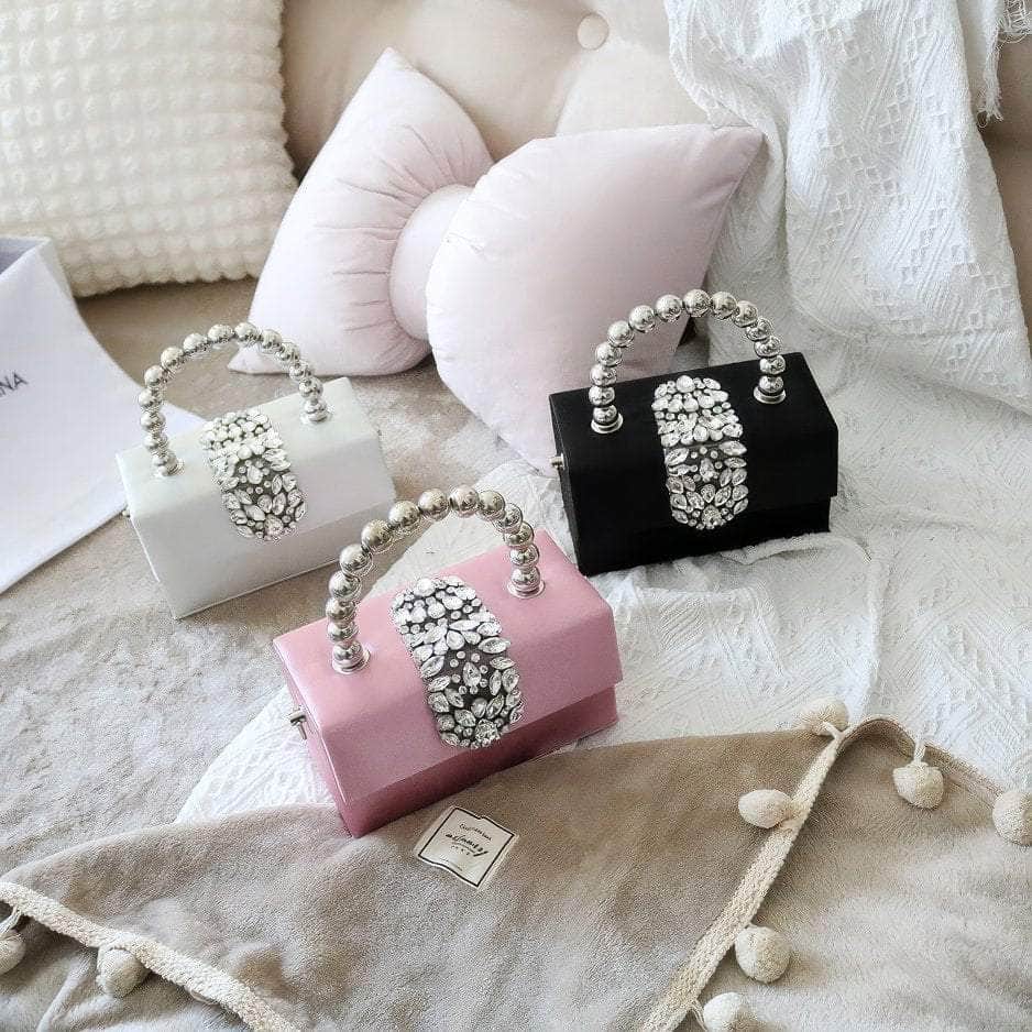 Luxury Rhinestone Deco Flap Top Handle Box Bag