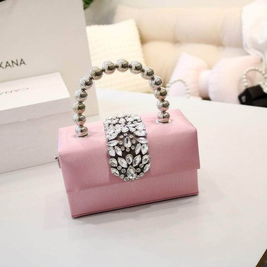 Luxury Rhinestone Deco Flap Top Handle Box Bag