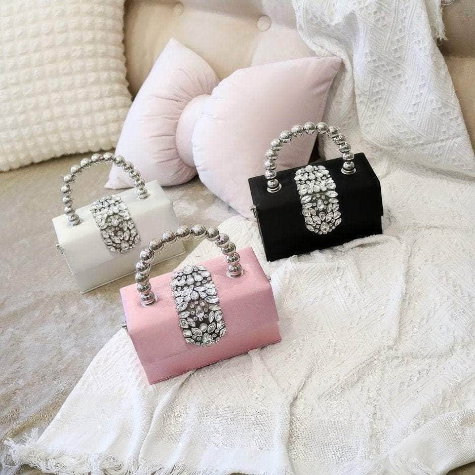 Luxury Rhinestone Deco Flap Top Handle Box Bag
