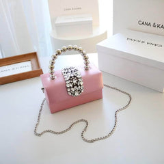Luxury Rhinestone Deco Flap Top Handle Box Bag