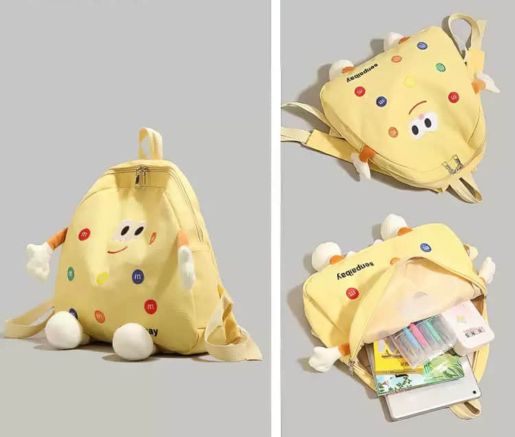 M&M's Inspired Cute Yellow Cartoon Schoolbag