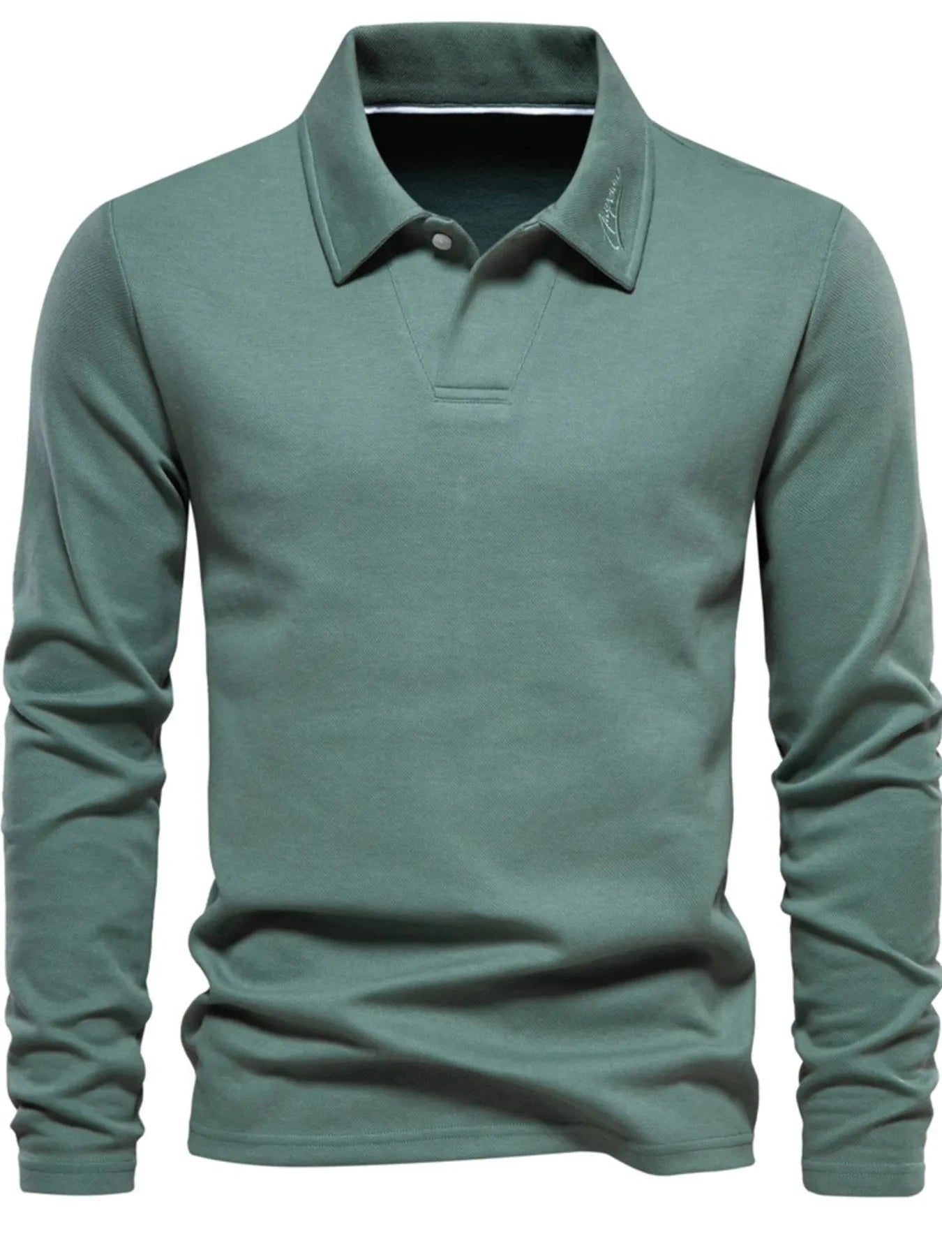 Men's Button Detail Long Sleeve Polo Moss / S