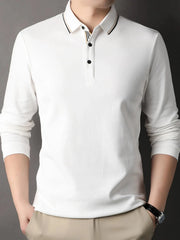 Men's Button Detail Long Sleeve Polo White / 48