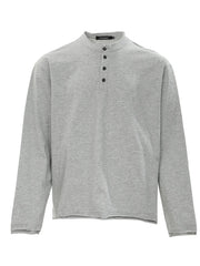 Men's Button Detail Long Sleeve T-Shirt Grey / S
