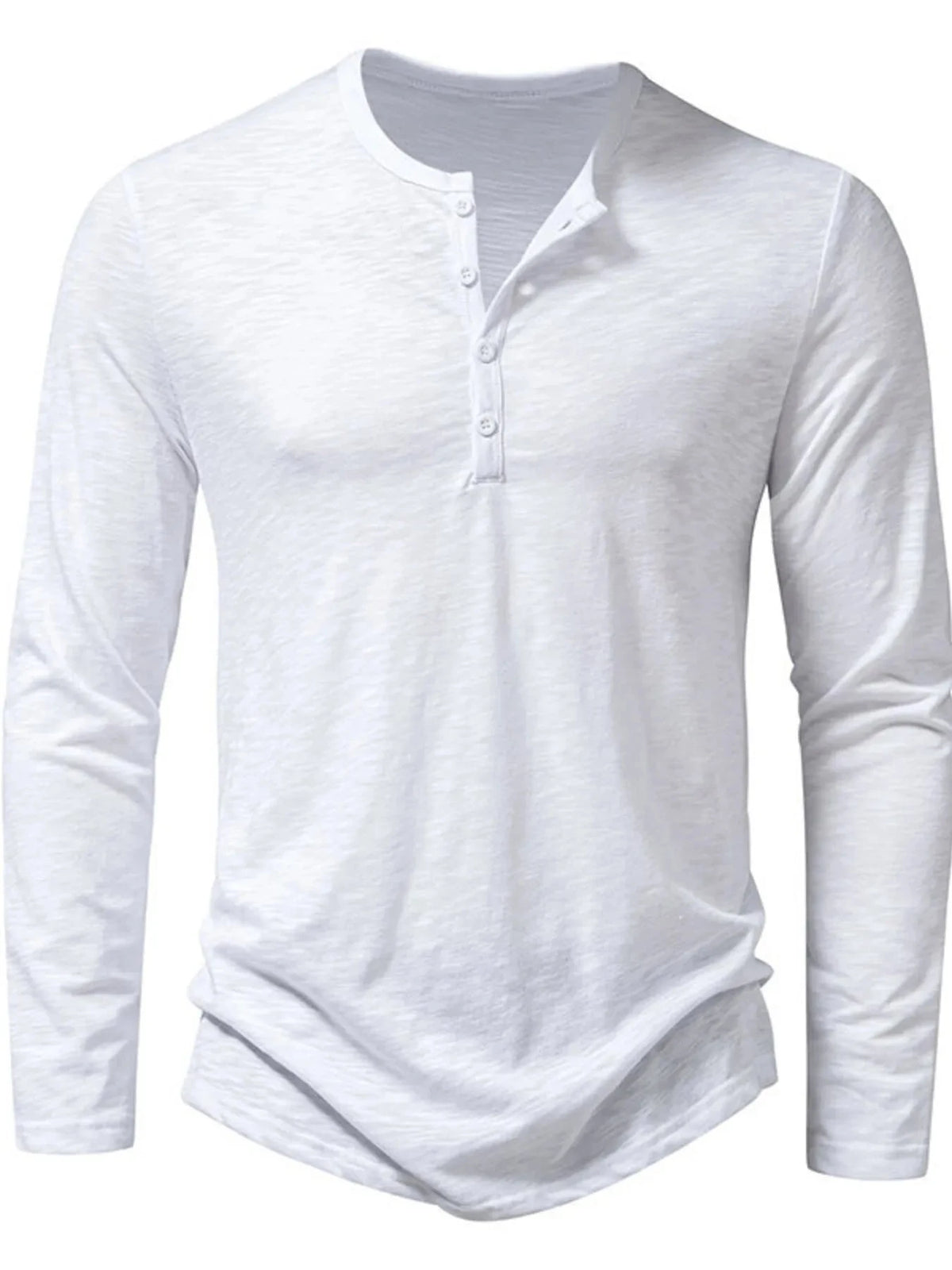 Men's Button Detail Long Sleeve T-Shirt White / S
