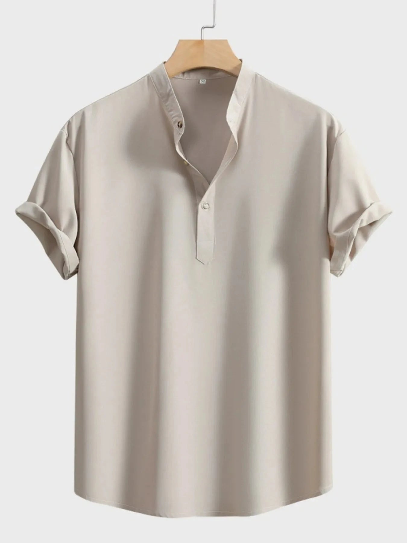 Men's Button Detail Short Sleeve Blouse Khaki / S