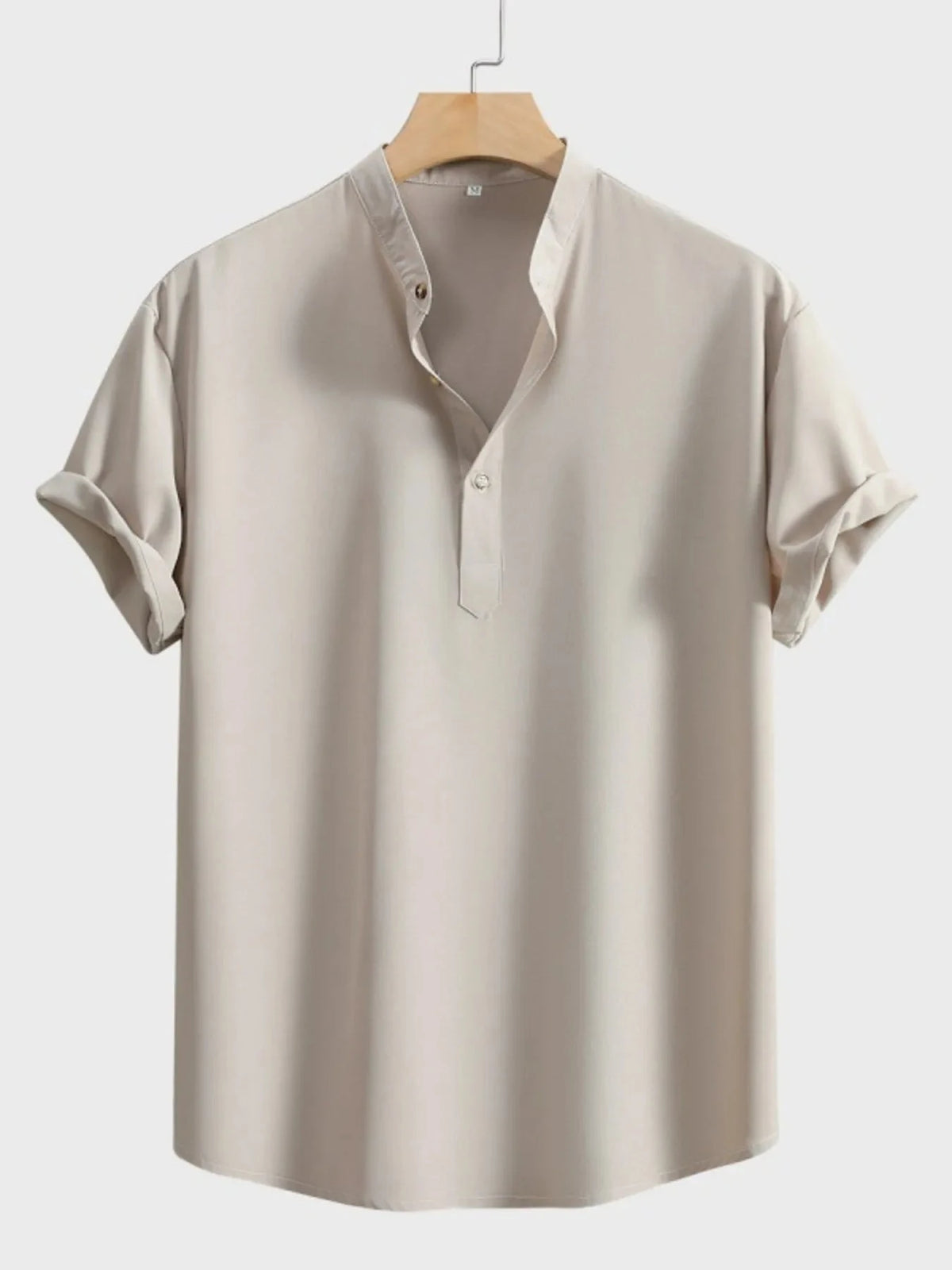 Men's Button Detail Short Sleeve Blouse Khaki / S