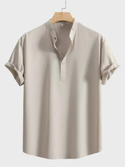 Men's Button Detail Short Sleeve Blouse Khaki / S