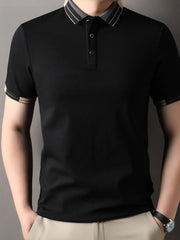 Men's Button Detail Short Sleeve Polo Black / 48