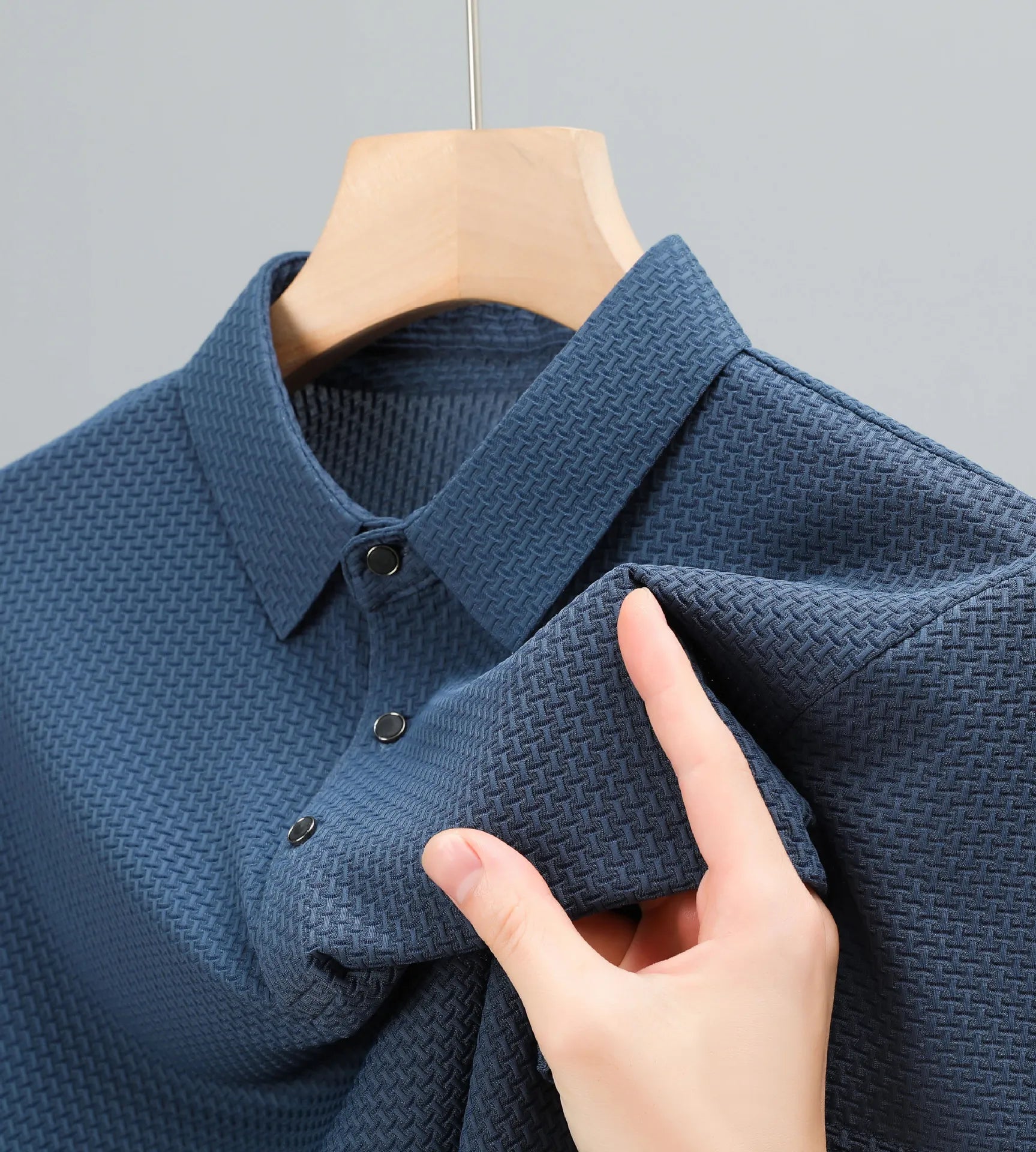 Men's Button Detail Short Sleeve Polo Blue / 165