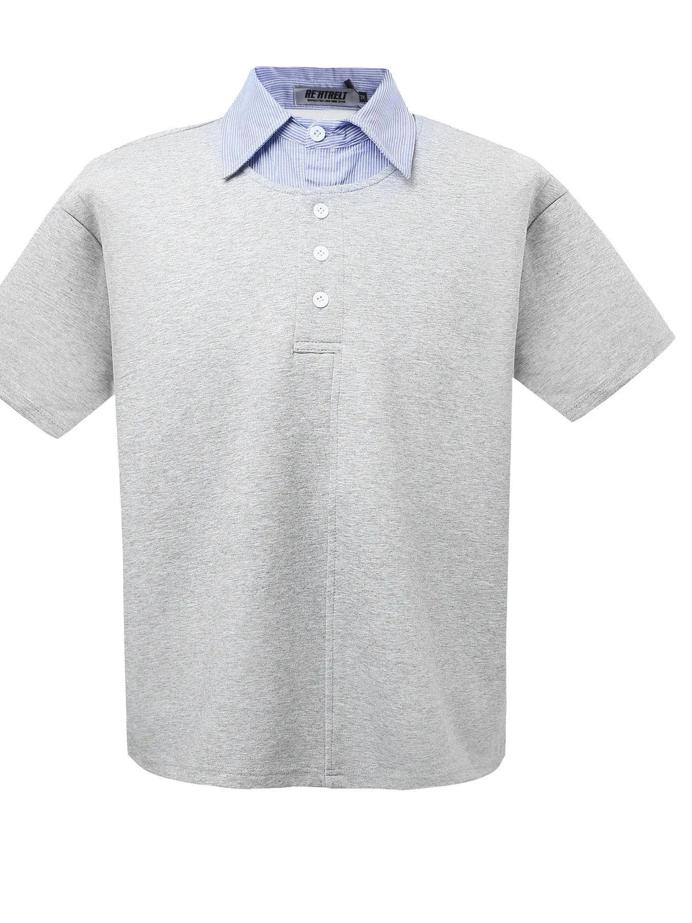 Men's Button Detail Short Sleeve Polo Gray / M