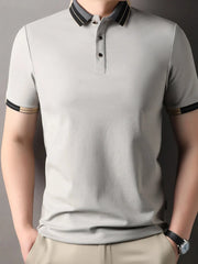 Men's Button Detail Short Sleeve Polo Khaki / 48