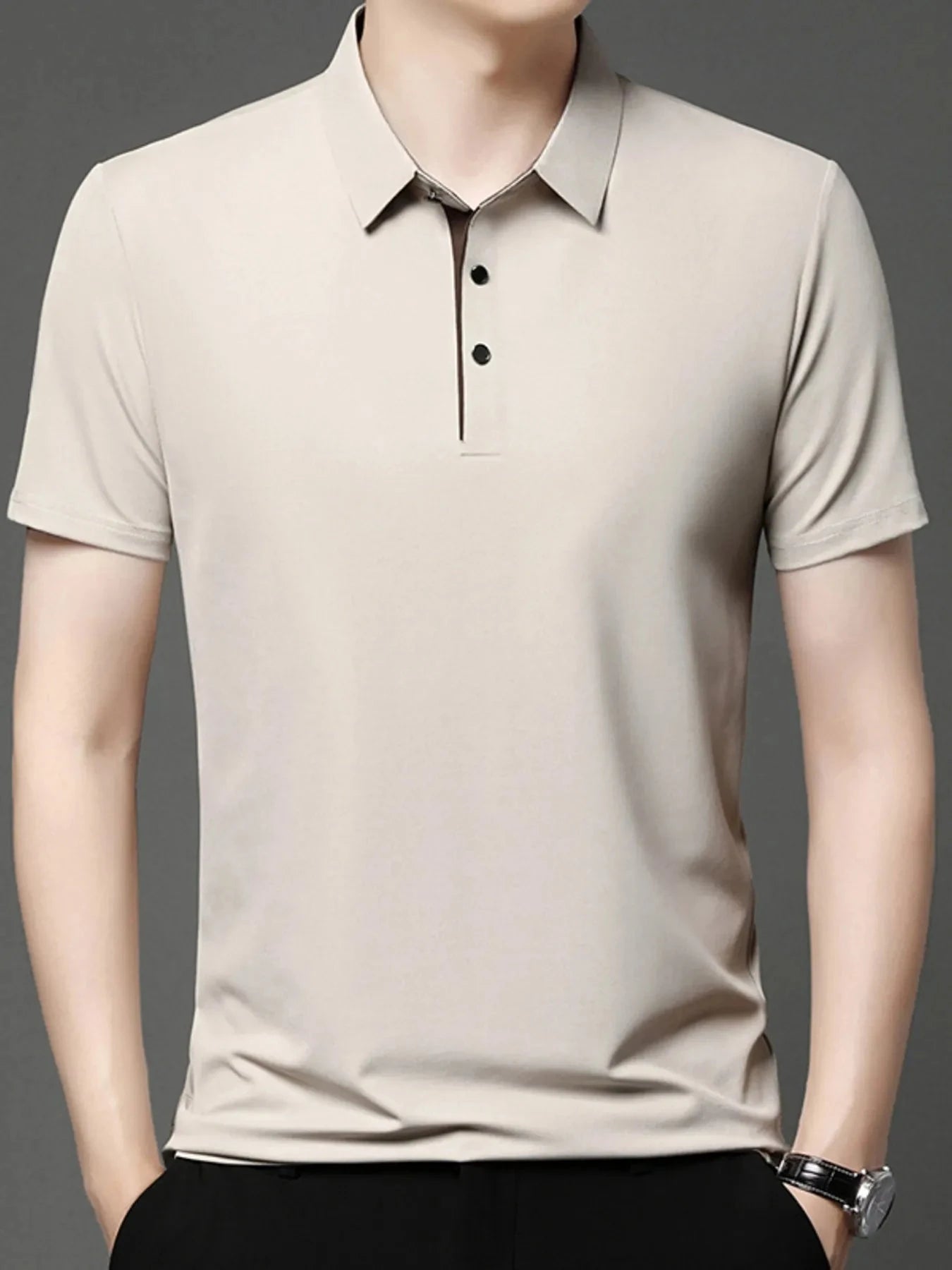 Men's Button Detail Short Sleeve Polo Off-white / 165