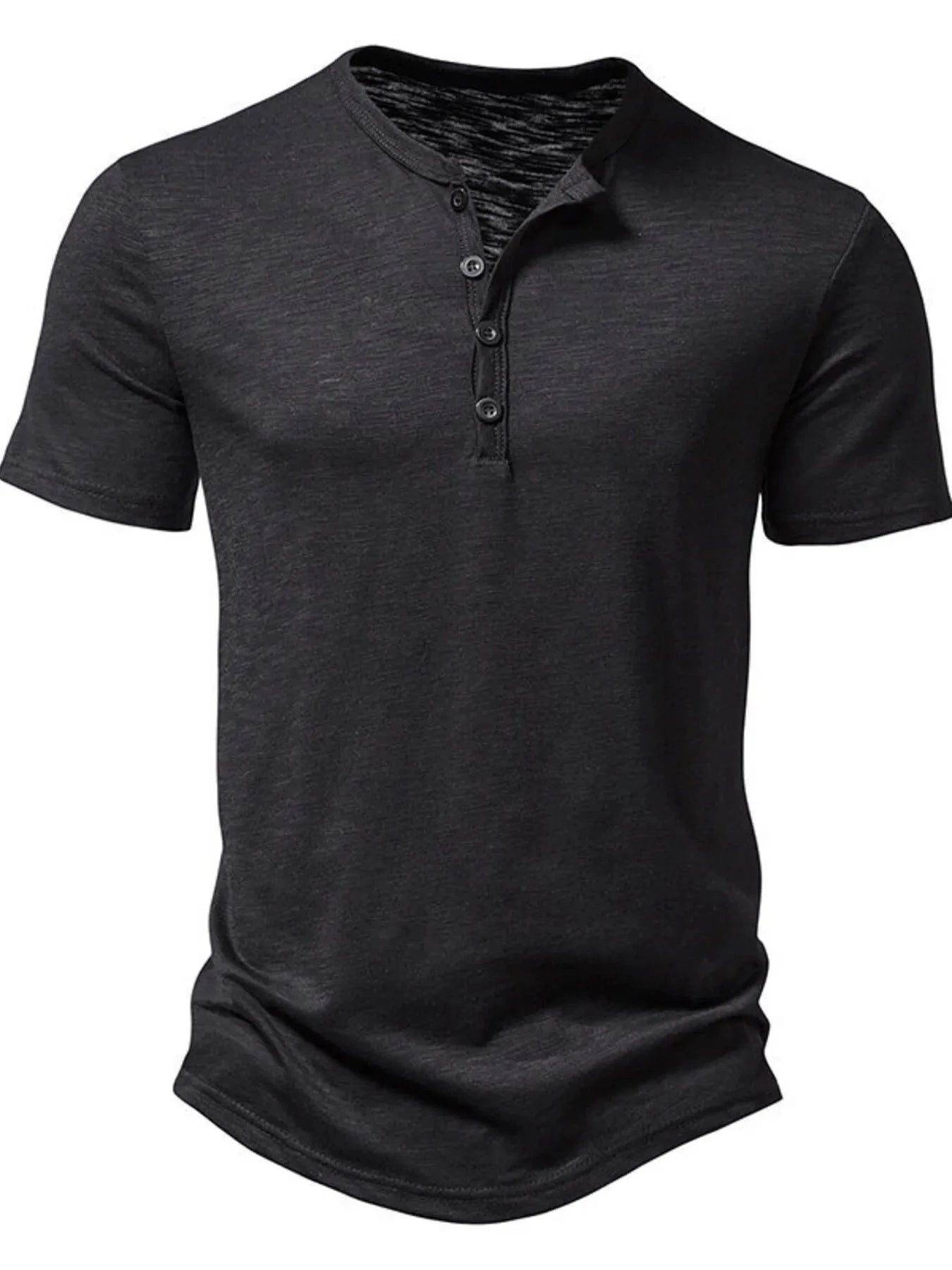 Men's Button Detail Short Sleeve Top Black / S