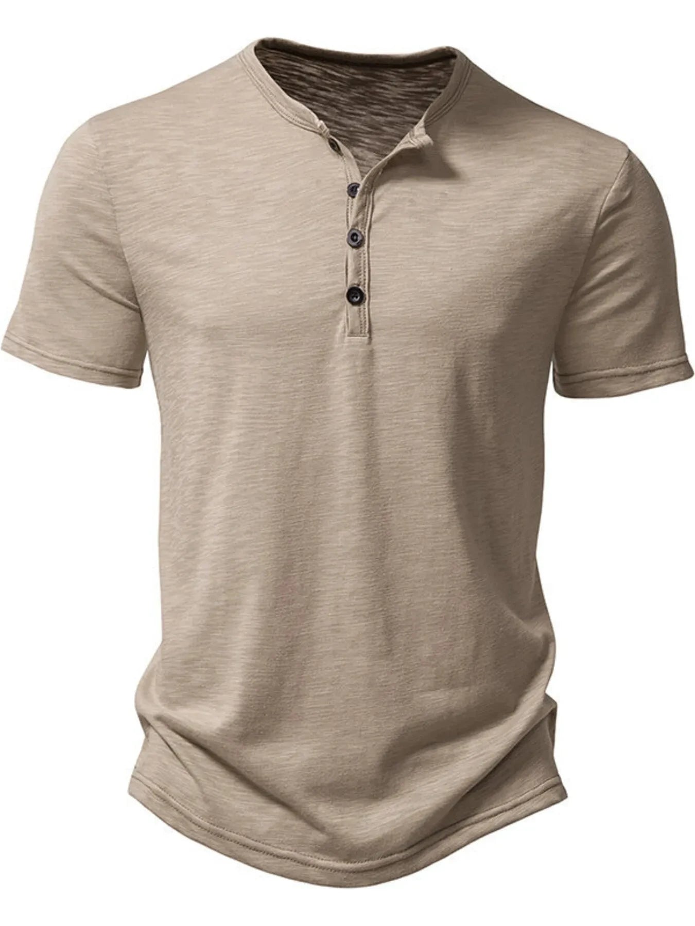 Men's Button Detail Short Sleeve Top Khaki / S