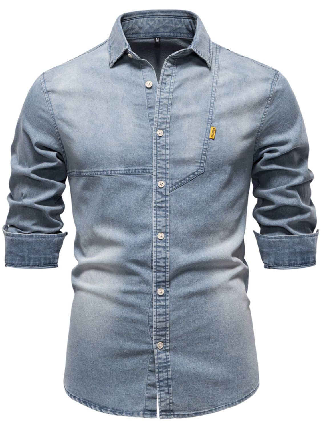 Men's Button Down Collared Neck Denim Shirt Light / 2XL