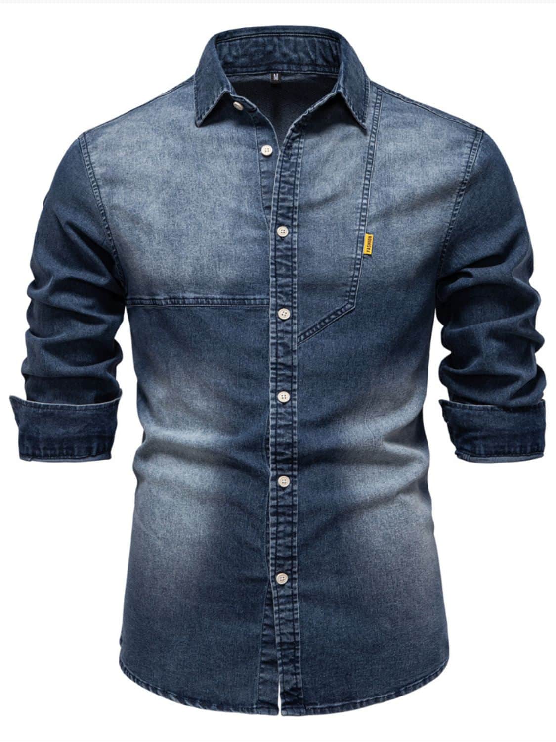Men's Button Down Collared Neck Denim Shirt Medium / S