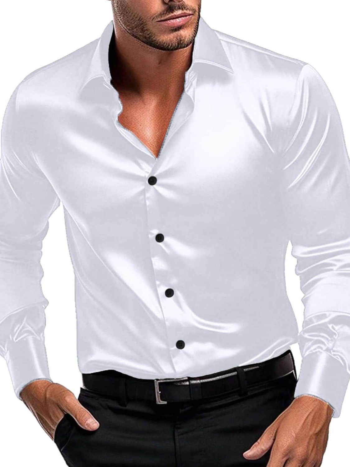 Men's Button Down Long Sleeve Shirt White / S