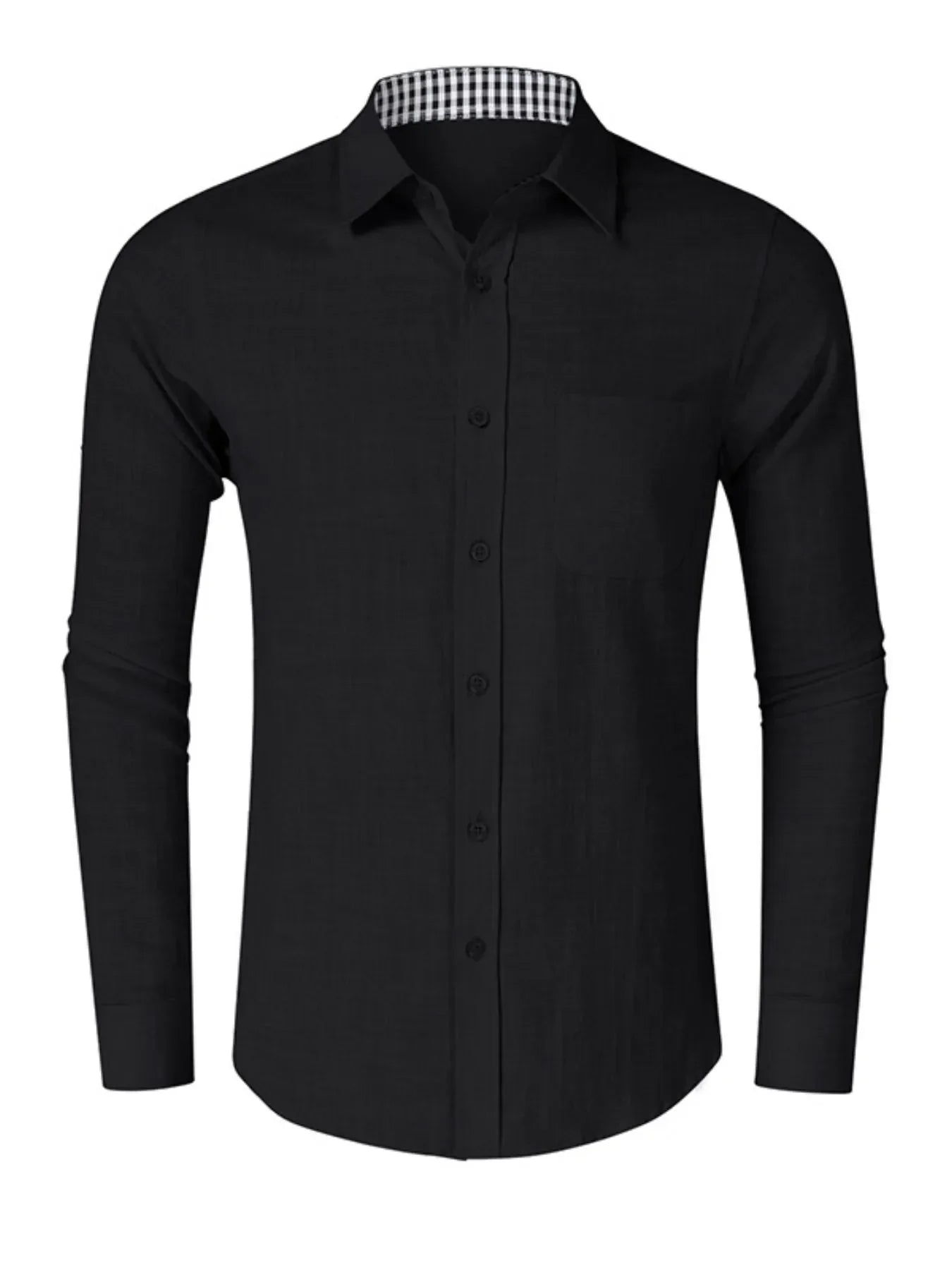 Men's Button-Down Shirt with Gingham Contrast