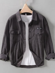 Men's Button Up Long Sleeve Shirt Grey / M