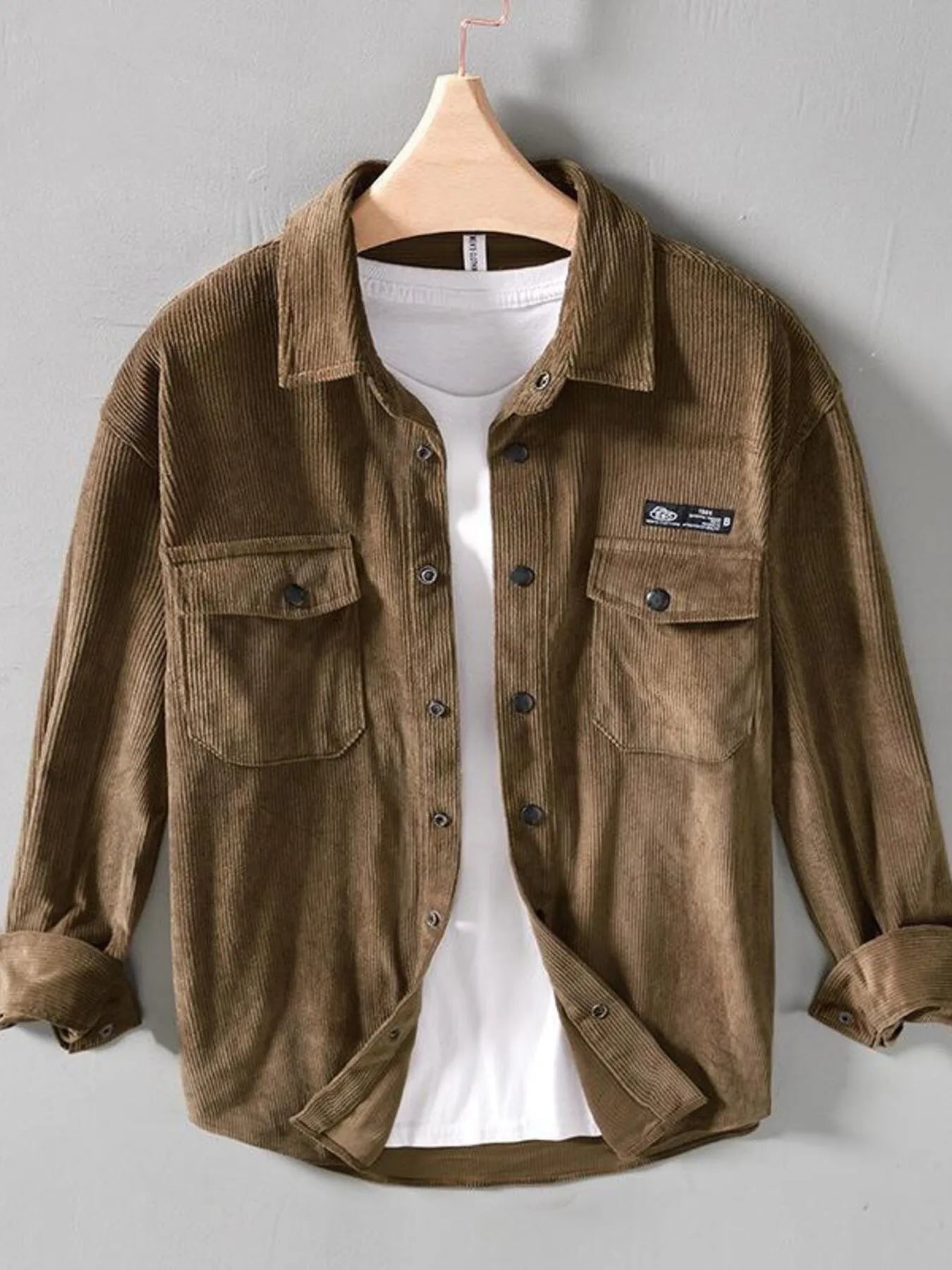 Men's Button Up Long Sleeve Shirt Khakis / M